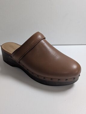Madewell Cecily Clog Brown Tan Leather English Saddle Women Shoe Size 8 EUC